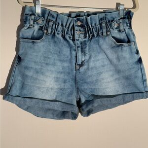 Almost Famous Light Blue Paperbag Waist Denim Shorts